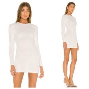 Superdown Shimmering White Long Sleeve Dress